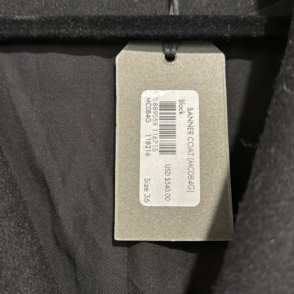 NWT All Saints Black Italian Cloth Wool Driver's Trench Coat Mid Length - Picture 4 of 10